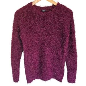 Y2K Cherokee Maroon Fuzzy Crewneck Sweater Eyelash Knit‎ Medium